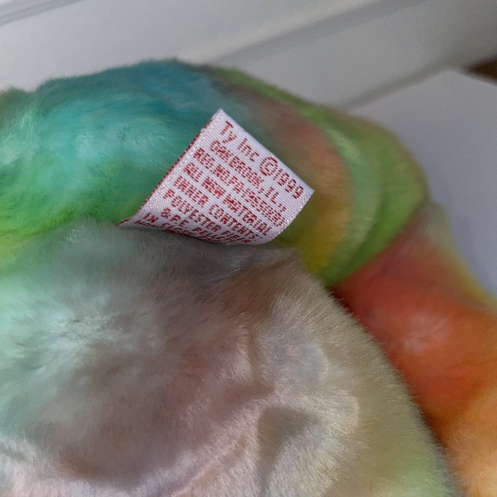 TY Beanie Buddy Large 14" Multicolored Peace Bear 1999-Retired Excellent Cond. - Picture 4 of 5